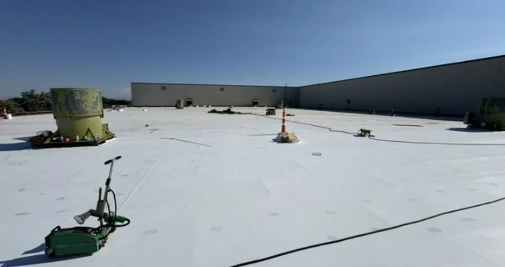 Spears Manufacturing roof after: new heat-welded Duro-Last membrane